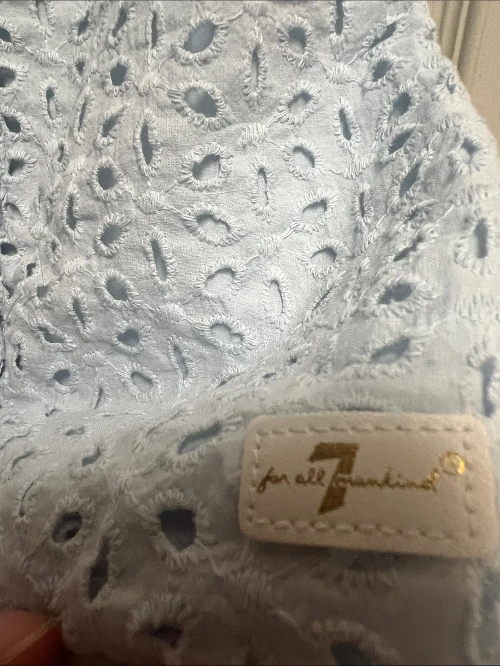 7 For All Mankind Light Blue Eyelet Girls Pajama Set